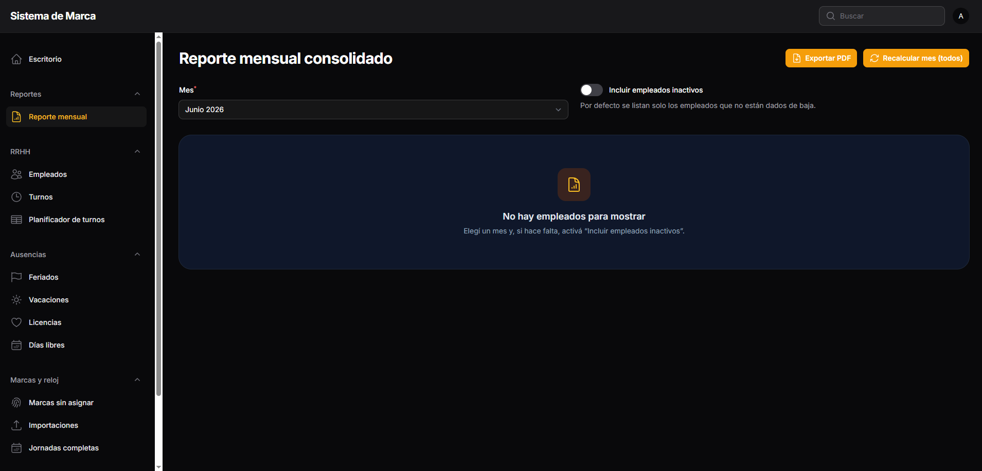 Reporte mensual